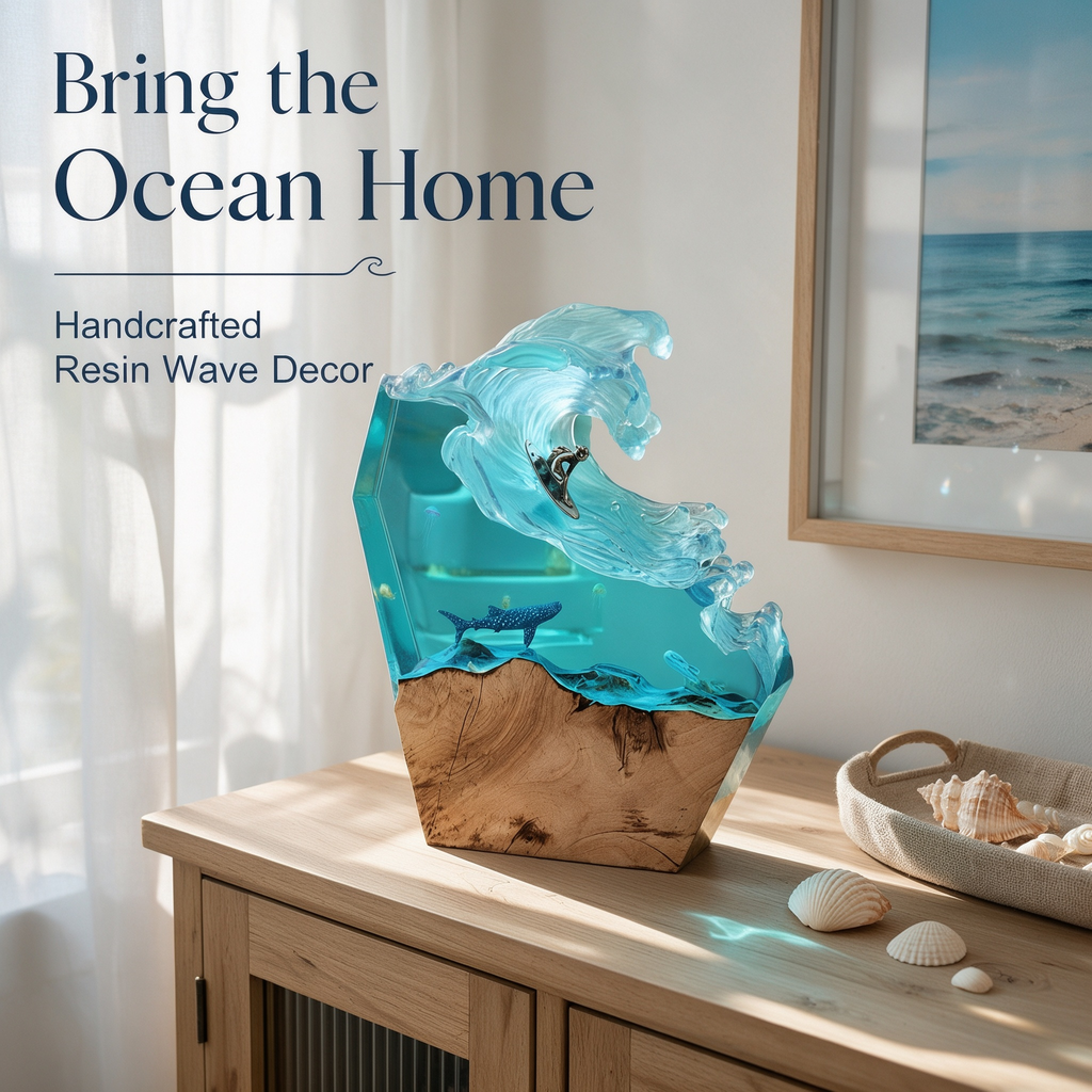 Ocean Wave Resin Lamp – Coastal LED Night Light