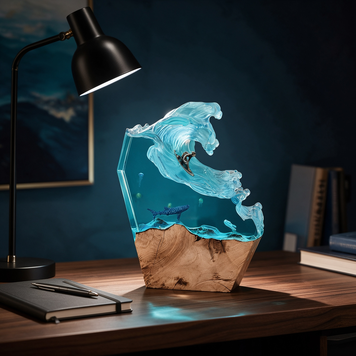 Ocean Wave Resin Lamp – Coastal LED Night Light